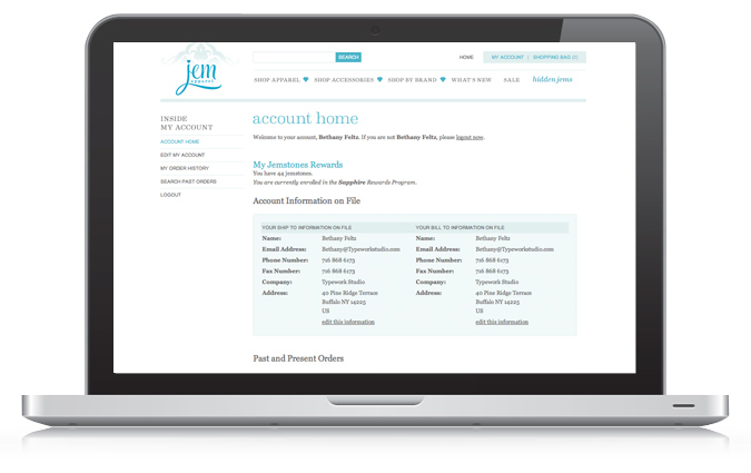 jem apparel ecommerce web design