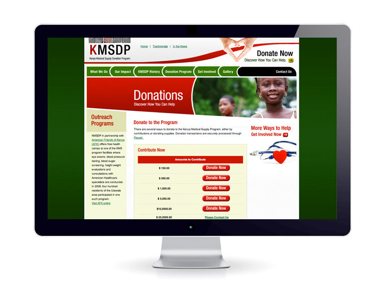 Medical Supply Donation Program Web Design