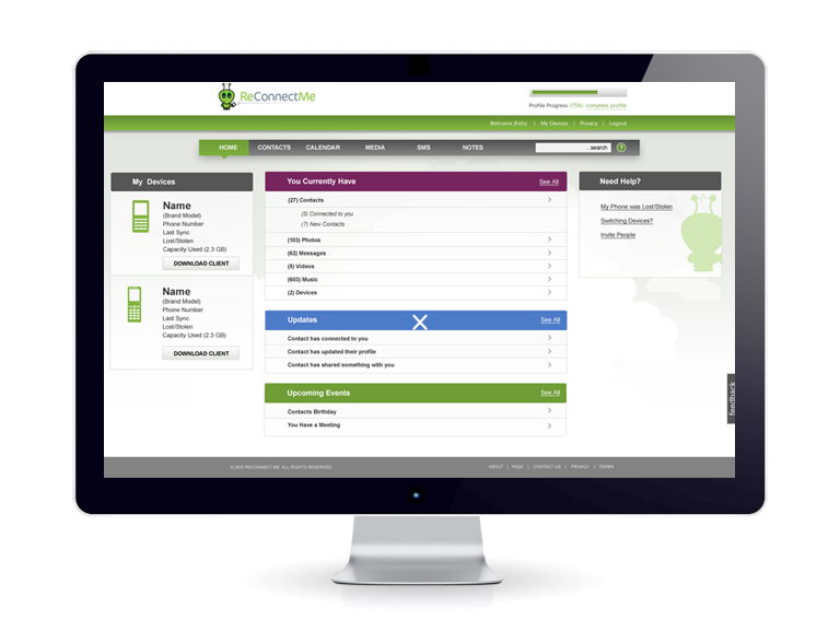 ReconnectMe Interface Design
